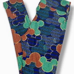 NEW LuLaRoe MICKEY MOUSE Navy Blue Green Rust Dot Pattern OS
